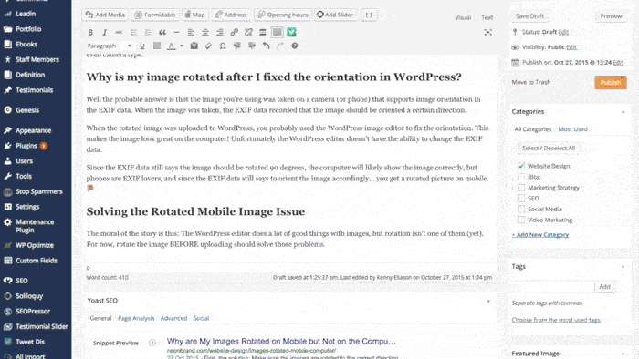 Why is my image rotated after I fixed the orientation in WordPress?