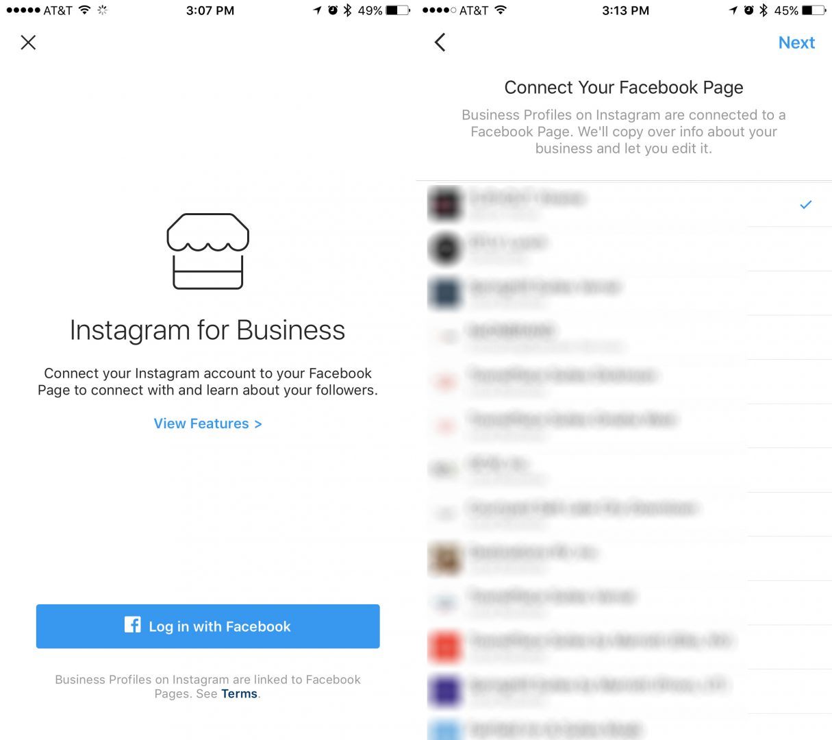 connect instagram for business to facebook page
